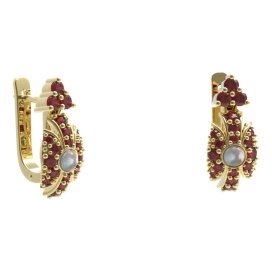 BG náušnice s přírodní perlou 537-87 Stříbro 925 - pozlacené Granát a perla