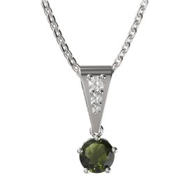 BG vltavín přívěšek 875 Bílé zlato - 585 Vltavín a diamant