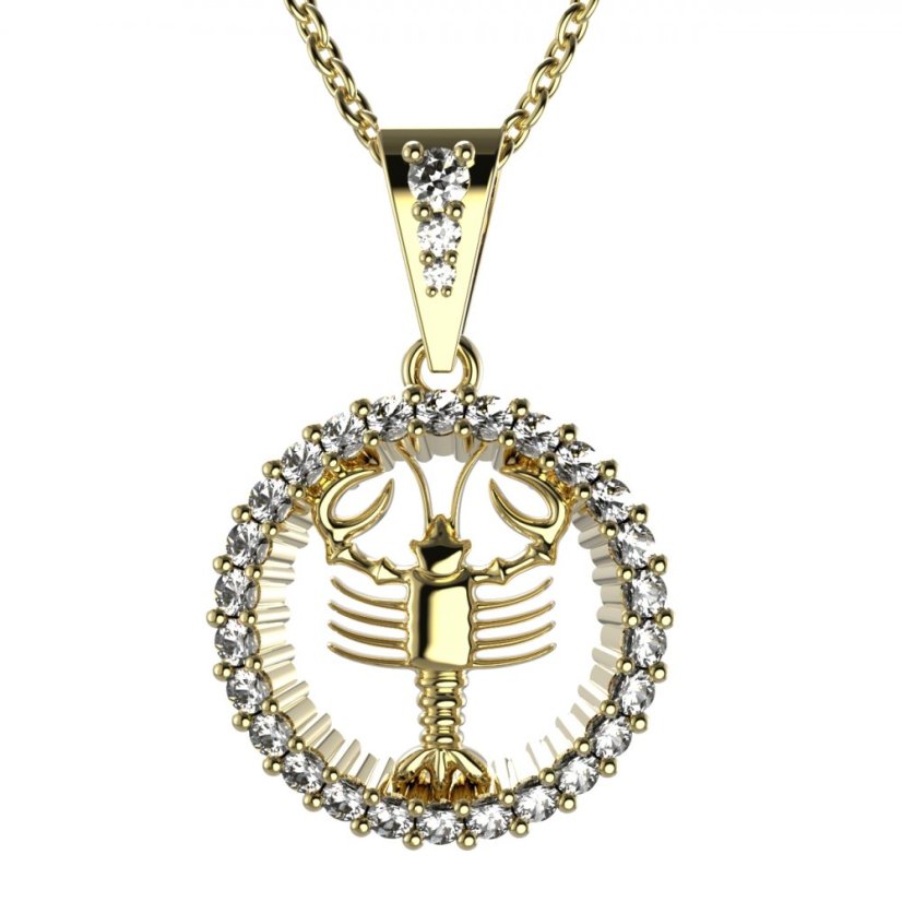 BG zlatý přívěšek Rak 045 Žluté zlato - 585 Diamant