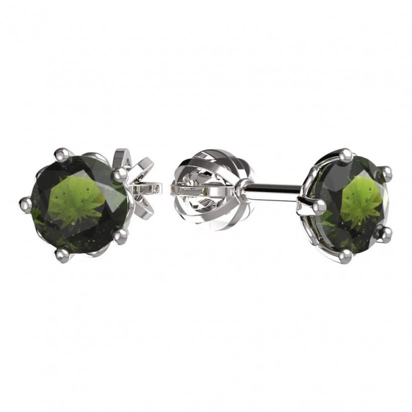 BG vltavínové náušnice 875 Bílé zlato - 585 Vltavín