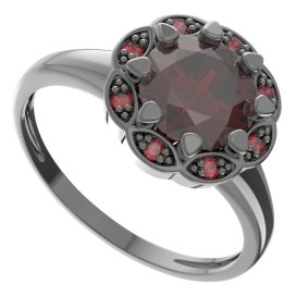 BG prsten kulatý 993-I Stříbro 925 - ruthenium (30-90dní) Granát