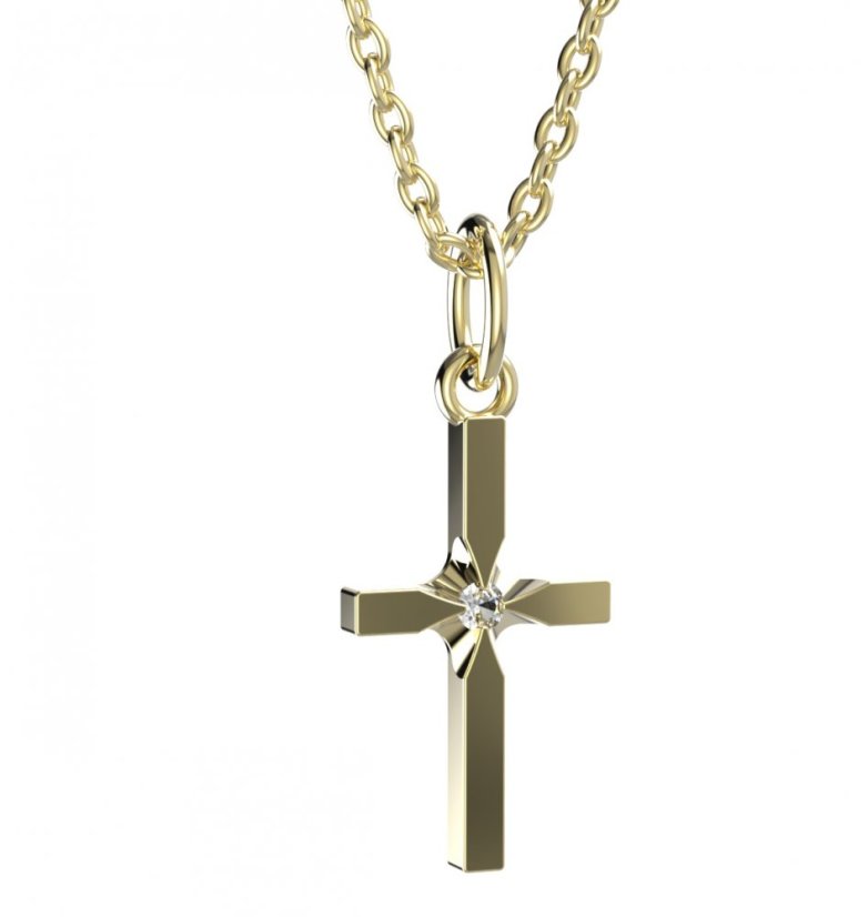 BeKid dětský přívěšek křížek 1108 Žluté zlato - 585 Diamant