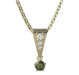 BG vltavín přívěšek 873 Žluté zlato - 585 Vltavín a diamant