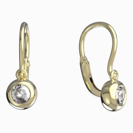 BeKid dětské náušnice 102 Žluté zlato - 585 Bílý kubický zirkon