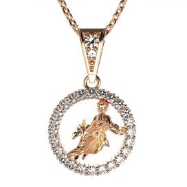 Zlatý přívěsek znamení Panna s lab-grown diamantem, růžové zlato 585 – 052 (Zd14052I1)