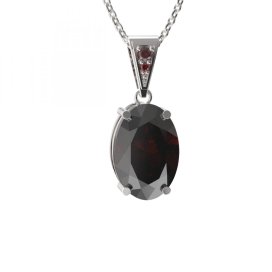 BG přívěs s centrálním oválným kamenem 684-1 Stříbro 925 - rhodium Granát