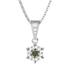 BG přívěšek 002 Stříbro 925 - rhodium Vltavín a  kubický zirkon