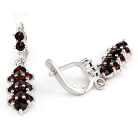 BG náušnice vsazený granát hvězdicový brus  329 Bílé zlato - 585 Granát