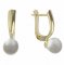 BG zlaté náušnice 561 s bílou perlou - Zapínání: Puzeta závěs, Kov: Žluté zlato 585, Kámen: Kubický zirkon a perla