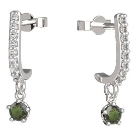 BG vltavínové náušnice 873 Bílé zlato - 585 Vltavín a diamant