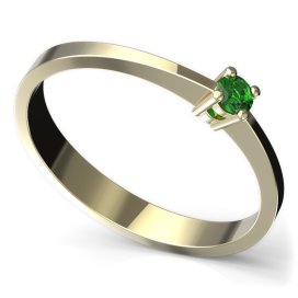 BG zlatý prstýnek 767 Žluté zlato - 585 Zelený kubický zirkon