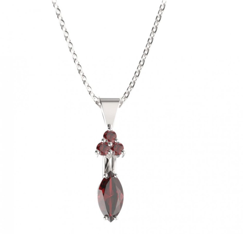 BG přívěs s centrálním oválným kamenem 483-87 Stříbro 925 - rhodium Granát