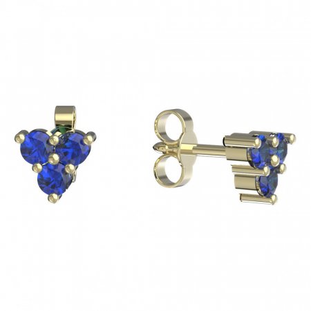 BeKid, Gold kids earrings -776 - Switching on: Puzeta, Metal: Yellow gold 585, Stone: Dark blue cubic zircon