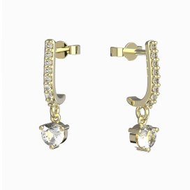 BG zlaté náušnice 782 Bílé zlato - 585 Zelený kubický zirkon