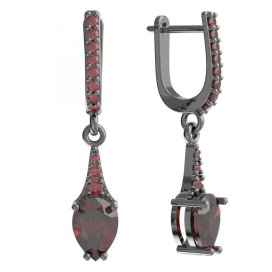 BG náušnice s kapkovitým kamenem 637 Stříbro 925 - ruthenium (30-90dní) Granát