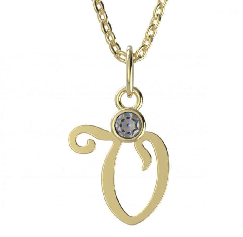 BeKid dětský zlatý přívěsek písmenko V - 1330 Žluté zlato - 585 Diamant