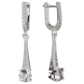 BG zlaté náušnice 985 Bílé zlato - 585 Bílý kubický zirkon