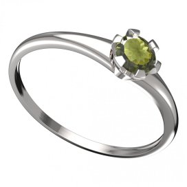 BG vltavínový prsten 556I Bílé zlato - 585 Vltavín