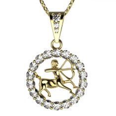 BG zlatý diamantový přívěšek Střelec 044 Žluté zlato - 585 Diamant lab-grown