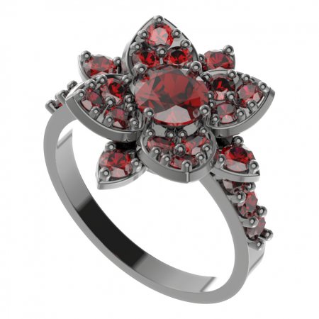 BG prsten 735-Z oválného tvaru - Kov: Stříbro 925 - rhodium, Kámen: Granát