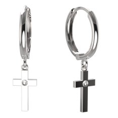 BG zlaté náušnice křížek 1104 Bílé zlato - 585 Diamant