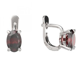 BG náušnice přírodní broušený granát   711. Stříbro 925 - rhodium Granát