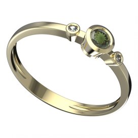 BG vltavínový prsten 551L Žluté zlato - 585 Vltavín a diamant