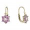 BeKid, Gold kids earrings -109 - Switching on: Screw, Metal: Yellow gold 585, Stone: Pink cubic zircon
