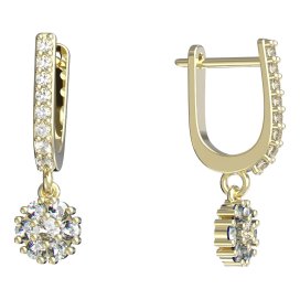 BG zlaté náušnice kytička 774 Žluté zlato - 585 Diamant