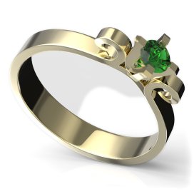 BG zlatý prstýnek 776 Žluté zlato - 585 Zelený kubický zirkon