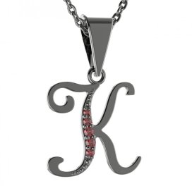 Stříbrný přívěsek s českým granátem, ruthenium – 1220