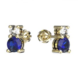 BG zlaté náušnice 746 Žluté zlato - 585 Tmavě modrý kubický zirkon