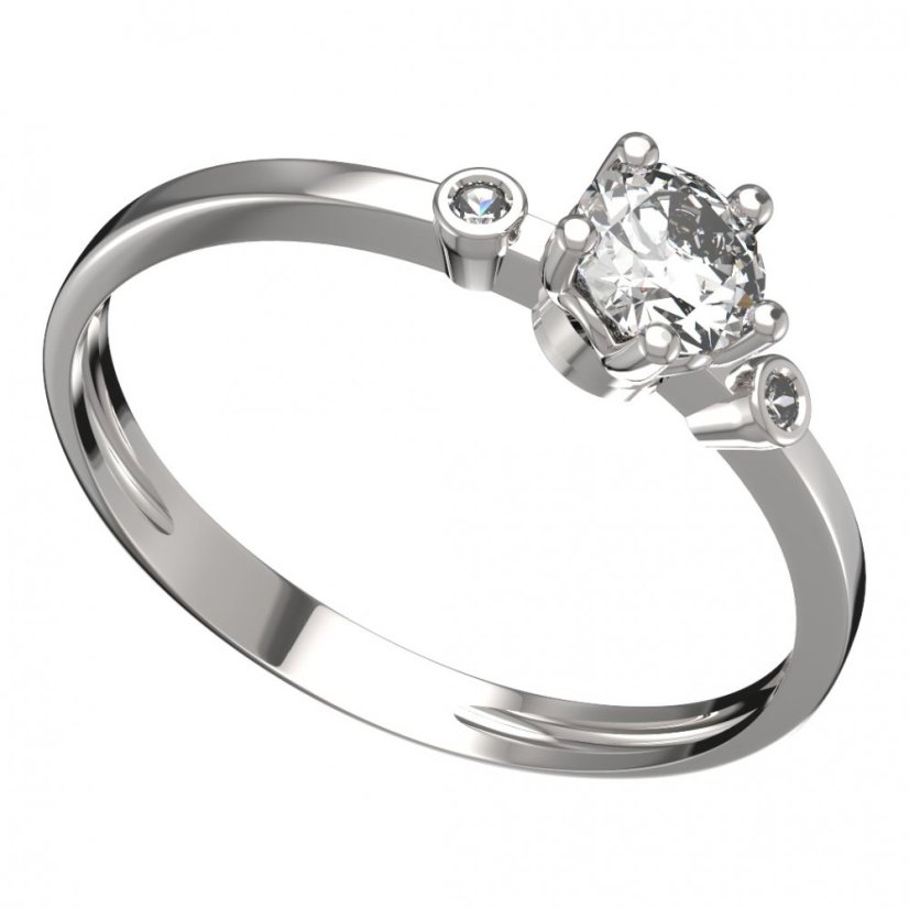 BG zlatý prstýnek 874 L Bílé zlato - 585 Diamant