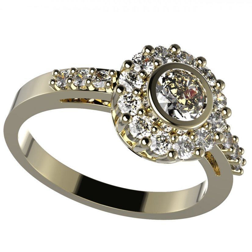 BG zlatý prstýnek 750 Žluté zlato - 585 Diamant