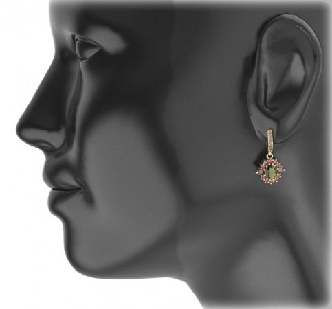 BG oval earring 224-94 - Metal: Silver 925 - rhodium, Stone: Garnet