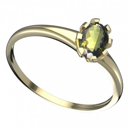 BG vltavínový prsten 560I - Kov: Žluté zlato 585, Kámen: Vltavín