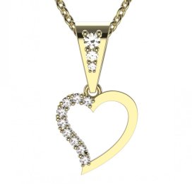BG zlatý diamantový přívěšek srdíčko 1252 Žluté zlato - 585 Diamant lab-grown