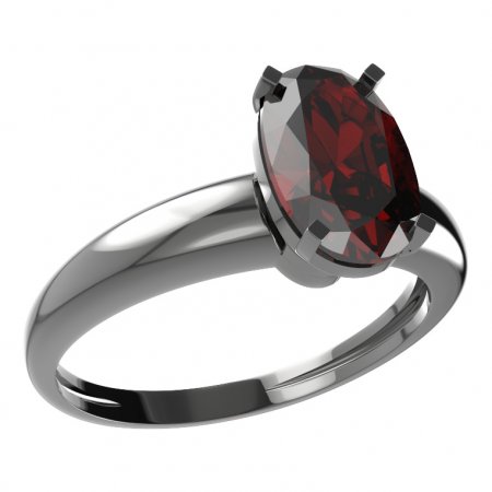BG prsten s oválným kamenem 492-I - Kov: Stříbro 925 - rhodium, Kámen: Granát