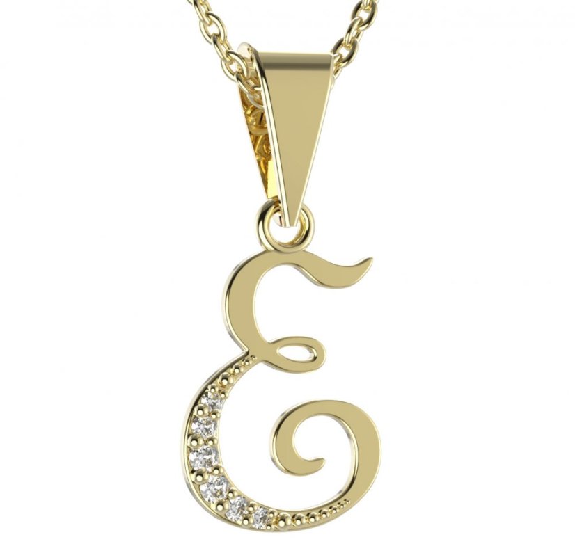 BG zlatý přívěsek písmenko E - 1214 Žluté zlato - 585 Diamant
