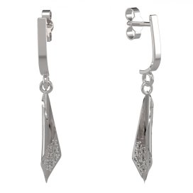 BG zlaté náušnice 1364 Bílé zlato - 585 Bílý kubický zirkon