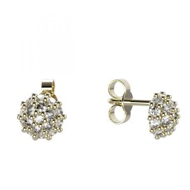 BG zlaté náušnice kytička 850 Žluté zlato - 585 Diamant