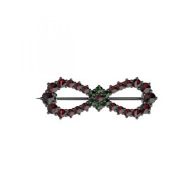 BG brož 024 Stříbro 925 - ruthenium (30-90dní) Vltavín a granát