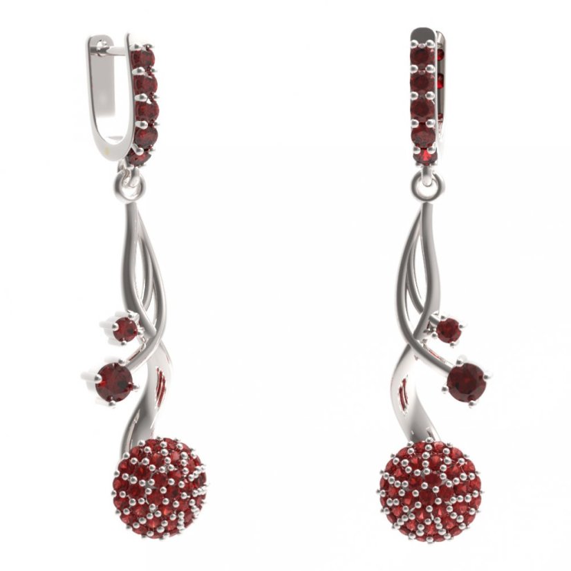 BG náušnice sférického tvaru 534-P93 Stříbro 925 - rhodium Granát