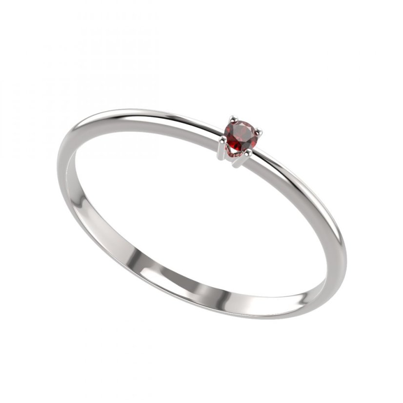 BG zlatý prstýnek s granátem 903 Bílé zlato - 585 Granát