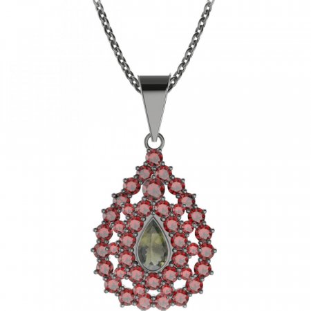BG pendant drop stone 148-0 - Metal: Silver 925 - rhodium, Stone: Garnet