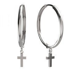 BG zlaté náušnice křížek 1105 Bílé zlato - 585