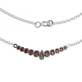 BG náhrdelník 342 Stříbro 925 - rhodium Vltavín a granát