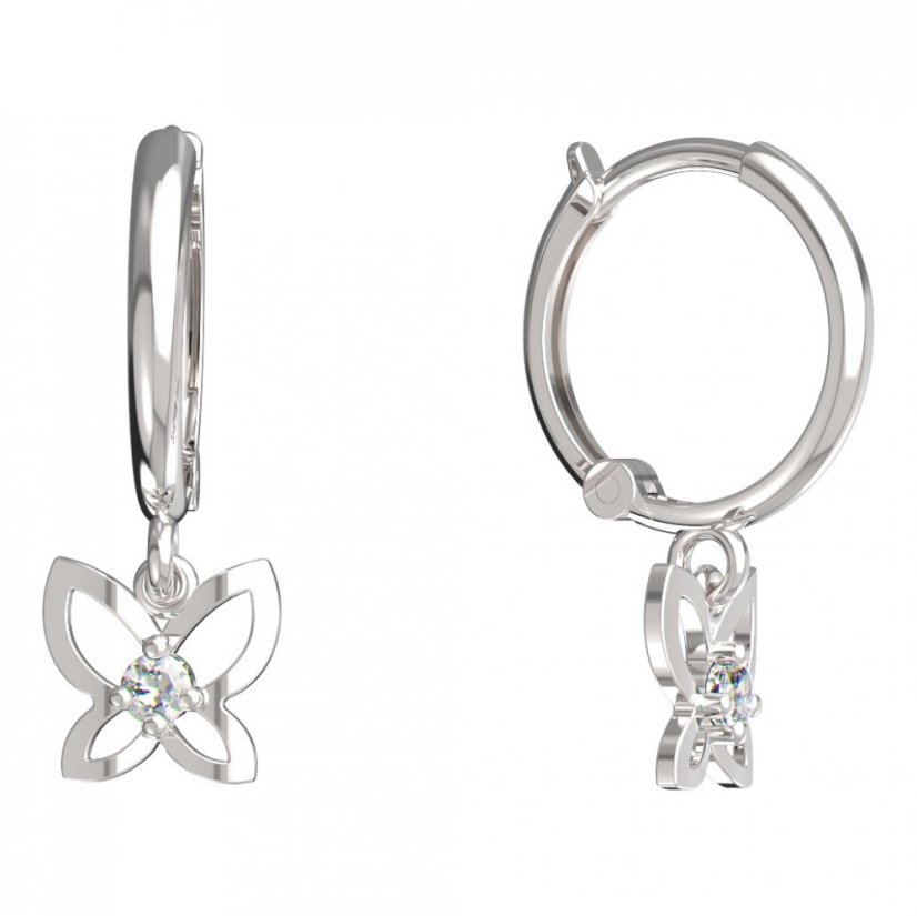 BeKid dětské náušnice motýlek 844 Bílé zlato - 585 Diamant
