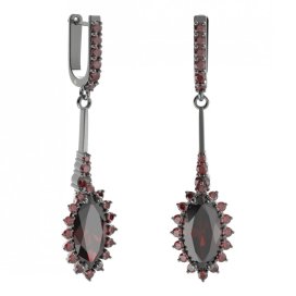 BG náušnice s centrálním oválným kamenem 513-B94 Stříbro 925 - ruthenium (30-90dní) Granát