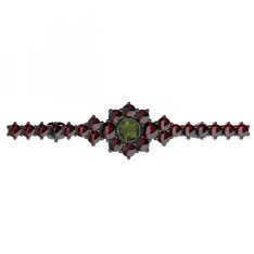 BG brož 017 Stříbro 925 - ruthenium (30-90dní) Vltavín a granát